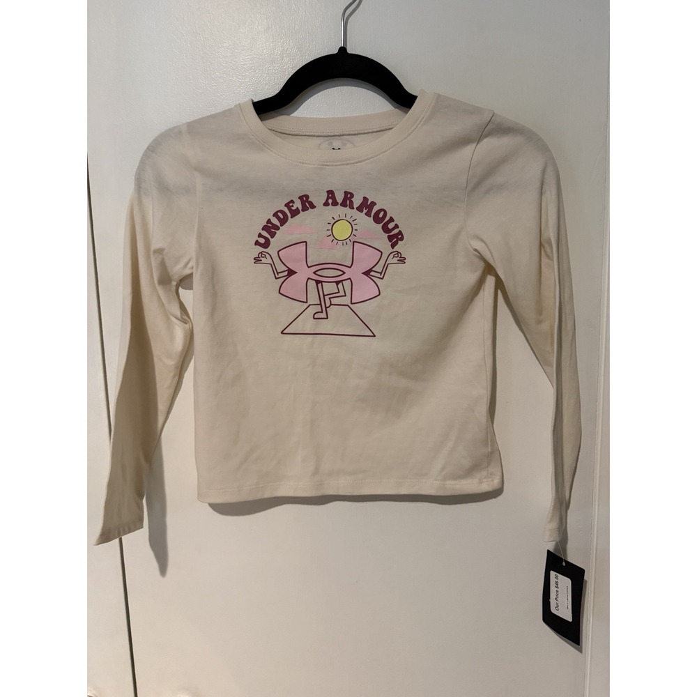 Under Armour Top Girls 6X Cream Pink Dusk Pullover‎ Long Sleeves Yoga Top Only